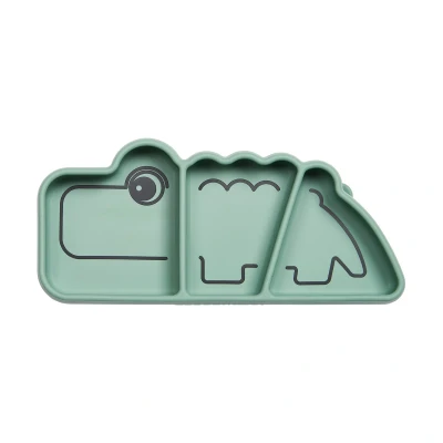 Image de Done by deer assiette à compartiments en silicone stick &amp; stay croco vert