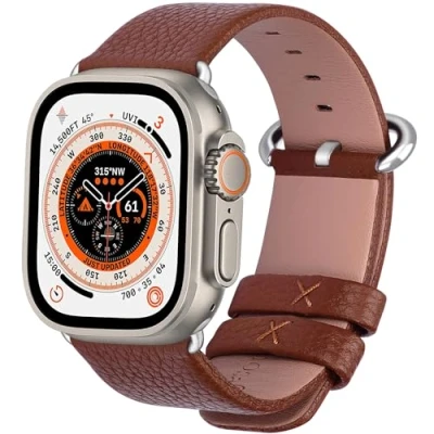 Image de Fullmosa Compatible avec Bracelet Apple Watch 42(Serie 10)/41/40/38mm,Bracelet iWatch SE(1/2) Series 10/9/8/7/6/5/4/3/2/1 de Remplacement pour Femme Homme, Brun