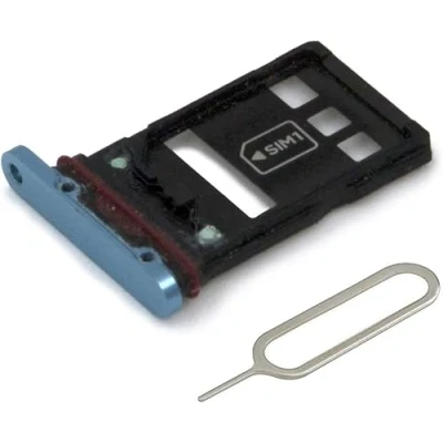 Image de MMOBIEL Tiroir Carte Dual SIM de Rechange Compatible avec Huawei P30 Pro 2019 INCL. Joint en Caoutchouc et l&#039;épingle Support Bleu
