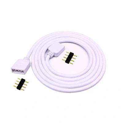 Image de LITAELEK 5m Câble d&#039;extension Bande LED RGB Rallonge de Ruban Extension Cable 4 Broches Extenseur Stripe Connector Connecteur pour SMD 5050 3528 2835 Strip, Blanc, 1pc