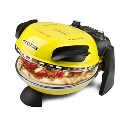 Image de G3 Ferrari G10006 Pizza Exprimer Plaisir, Four Pizza, 1200 W, 400C, Pierre Réfractaire (diamètre 31 cm), Minuteur 5&#039;, Livre de Recettes inclus, Jaune
