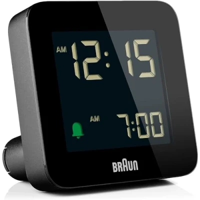 Image de Braun Réveil numérique avec Snooze, écran LCD négatif, réglage Rapide, Alarme Crescendo Beep en Noir, modèle BC09B