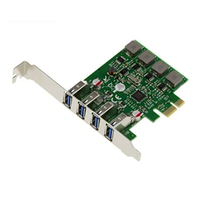 Image de KALEA INFORMATIQUE Carte contrôleur PCI Express PCIe vers USB 3.0 4 Ports USB3 Type A horizontaux, avec Chipset Via VLI VL805. Equerres Low et High Profile. Auto alimentée. Power 8A.
