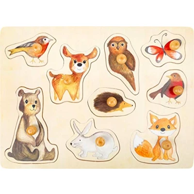 Image de Small Foot 11499 Set de Puzzle forrestiers en Bois avec Jolis Motifs d&#039;animaux, à partir 12 Mois Jouets, Multicolore