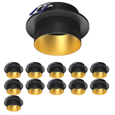 Image de ledscom.de 12 cadres d&#039;encastrement au plafond KRON, rond, noir/or mat