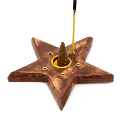 Image de Porte encens en bois de Sheesham forme d&#039;étoile Design original