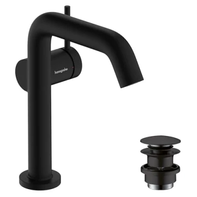 Image de hansgrohe Tecturis S Fine Mitigeur de lavabo avec vidage Push Open, économie d&#039;énergie (CoolStart), Robinet salle bain hauteur sous bec 150mm, d&#039;eau (EcoSmart+), Noir mat, 73340670