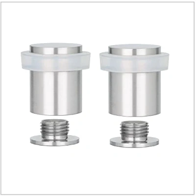 Image de EVI Herrajes Lot de 2 butées porte 25 x 27 mm base filetée caoutchouc blanc acier inoxydable vis + bouchon fixation modèle 040811BCBAM