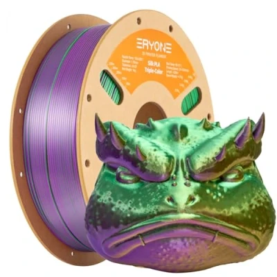 Image de filament PLA tricolore ERYONE en Soie 1,75 mm, pour imprimante 3D +/ 0,03 mm 1 kg/bobine, Or Vert Violet