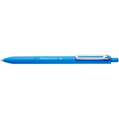 Image de Pentel BX470 S iZee Lot de 12 stylos à bille rétractables avec clip en métal Bleu ciel Pointe large 1 mm