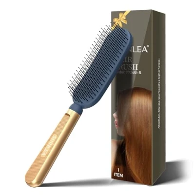Image de SHINLEA brosse à cheveux démêlante, massante pour longs, fins, bouclés, ondulés, secs ou abîmés, réduit les cassures, élimine nœuds, poils billes