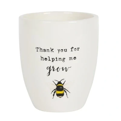 Image de something different DP_30030 Thank You for Helping Me Grow Pot de Fleurs en céramique Blanc 12,5 x 11 cm
