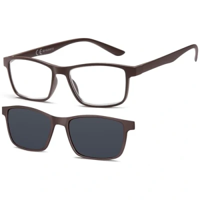 Image de NEW VISION Lunettes de Lecture, avec Clip Magnétique pour Soleil, Protection 100% UVA et UVB, NV8126 Lecture à Hommes Femmes (BRUN, 3.5, x)