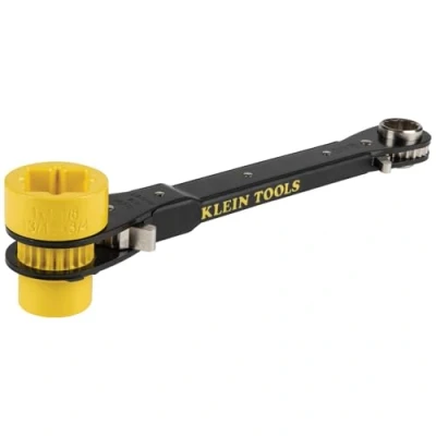 Image de KLEIN TOOLS KT155HD Clé à cliquet de monteur ligne 6 en 1 avec design permettant passer travers la douille et jaune vif