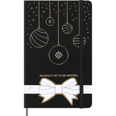 Image de Moleskine Carnets De Fêtes, Carnet avec Pages Lignées, Couverture Rigide Et Fermeture Élastique, Idée Cadeau Noël, Couleur Noir, Format Grand 13 x 21 cm