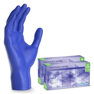 Image de ARNOMED gants jetables bleu océan, nitrile taille M, gant jetable 200 pièces (2 boîtes), en non poudrés &amp; sans latex, cuisine, a usage unique S, L XL