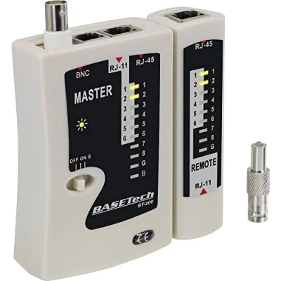 Image de Testeur de câbles BT 200 Basetech Convient pour RJ 45, 11, BNC