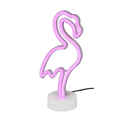 Image de Reality Leuchten R55240101 Flamingo Lampe de table LED avec pied en plastique blanc et 1,8 W Rose