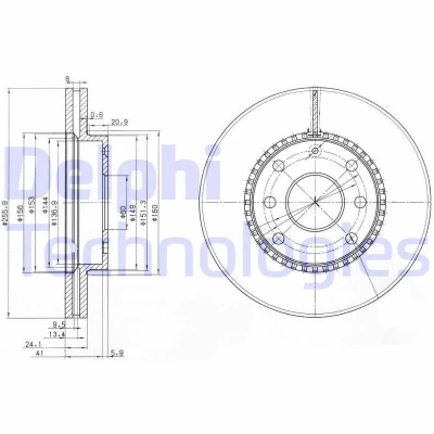 Image de DELPHI BG3790 Disque de frein 256 24 4 ventilé huilé non traité sans roulement roue, bague ABS CHEVROLET: Rezzo, Epica Berline