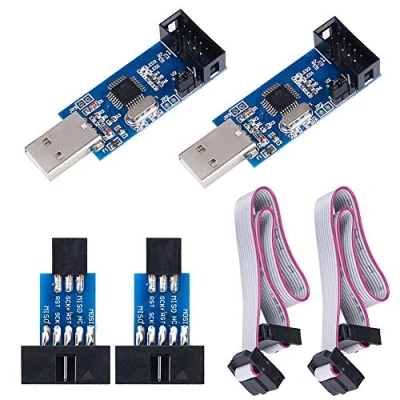 Image de KeeYees 2pcs Downloader Programmeur pour USBASP ISP avec câble et Adaptateur 10 Broches à 6 AVR 51 Microcontrôleur Série