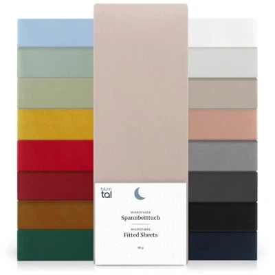Image de Blumtal Basics Lot De 2 Drap Housse140 x 190 30cm Housse 140 30cm, Microfibre Haute Qualité Doux, Résistant, Anti Plis Certifié Oeko Tex Taupe