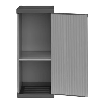 Image de Mongardi W2016 Armoire en résine de PVC et PP, 1 Porte, étagère, Facile à Monter, système modulaire, résistant, adaptée aux environnements intérieurs extérieurs, 34 L x 40 P 85 cm, Noir