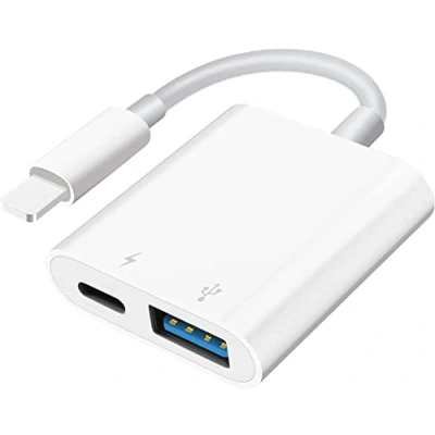 Image de Yiany adaptateur Lightning vers USB OTG, pour iPhone et iPad, câble portable avec port de charge rapide, prise en du lecteur carte/clé flash/clavier/souris