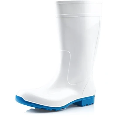 Image de Ladeheid Bottes de Pluie Femme en Caoutchouc PVC avec Semelle Extérieure Antidérapante 100% Imperméable Chaussures pour Femmes résistantes à l&#039;eau LA 967 (Blanc/Bleu, 37 EU)