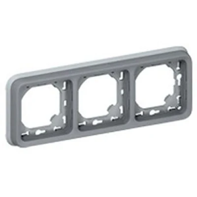 Image de Legrand 069687 Support Plaque Étanche 3 Postes Horizontaux Plexo Composable IP55, Gris