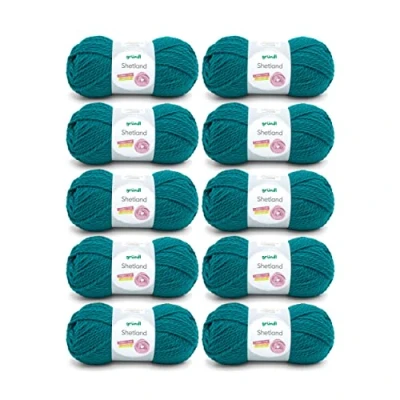 Image de Gründl Shetland Laine (fil à tricoter tendance et doux en 80% polyacrylique 20% laine, 100 g/m²/170 m, taille des aiguilles : 7 8, 10 x g), pétrole