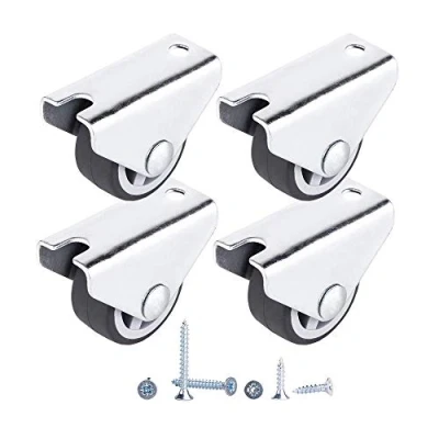 Image de (Lot de 4 pièces) Roulettes fixes en caoutchouc robustes 30 mm non pivotantes pour chariot table meubles (4)