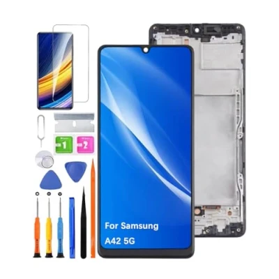 Image de HLYGZX Écran de rechange pour Samsung Galaxy A42 5G LCD TFT, A426B A426U A426N tactile Digitizer Assembly Kit réparation (sans empreintes digitales, noir avec cadre)