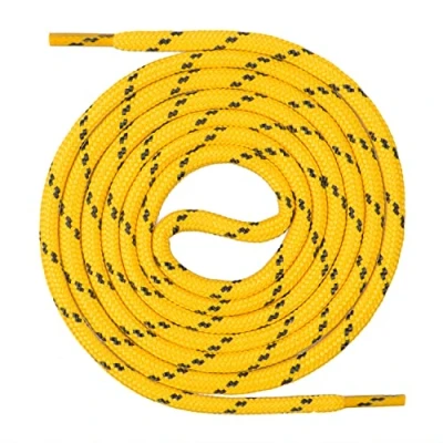 Image de Mount Swiss Lacets ronds indéchirables en polyester résistant Diamètre 4,5 mm Pour chaussures de trekking, travail, montagne et randonnée Longueur : 70 à 220 cm, jaune, 90 cm / ø 4,5mm