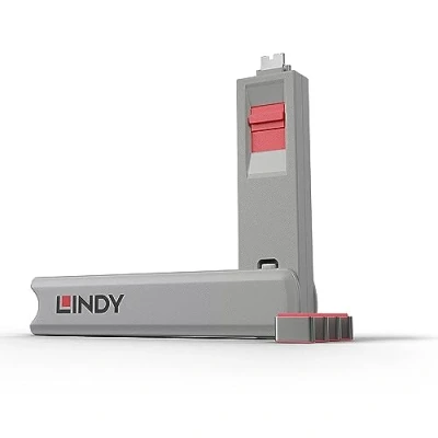 Image de LINDY Kit bloqueur de port USB Type C avec clé et 4 verrous, rose