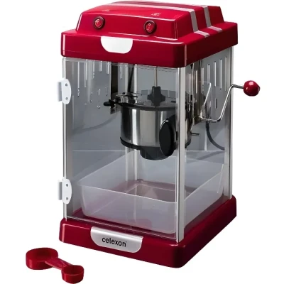 Image de celexon machine à Popcorn avec agitateur intégré CinePop CP1000 24,5x28x43cm Rouge Retro/Cinema Design en acier inoxydable