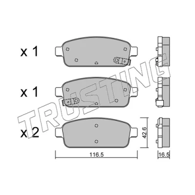 Image de TRUSTING 857.0 Jeu de plaquettes frein avec indicateur d&#039;usure OPEL: Mokka / X, Astra J 5 portes, Zafira C Tourer, CHEVROLET: Orlando