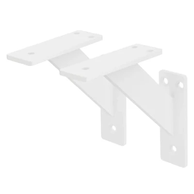 Image de ML Design Lot de 2 Supports d&#039;Étagère, 120 x mm, en Aluminium, Blanc, Double, Style Industriel, Équerre pour Étagères Murales, Flottantes et Projets Bricolage, Matériel Montage Inclus