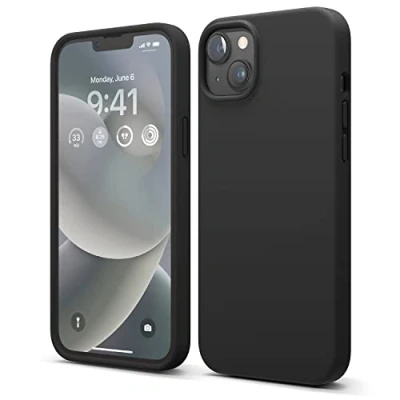 Image de elago Coque Silicone Liquide Compatible avec iPhone 14 Plus Étui (6.7), Premium, Housse Protection Complète Case Antichoc à 4 Structure, Microfibre Douce Empêche Rayures (Noir)