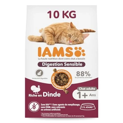 Image de IAMS Advanced Nutrition Chat Adulte Digestion Sensible Alimentation sèche à la Dinde 10kg