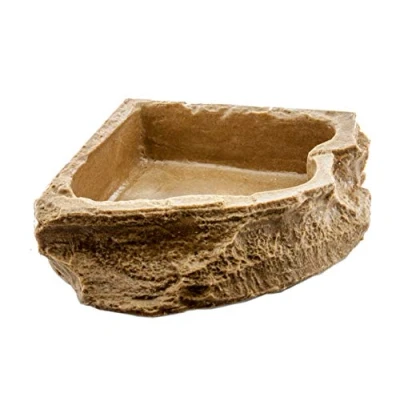 Image de Dragon Gamelle d&#039;angle aspect rocher Bol d&#039;eau pour nourriture Coquille (1500 ml 24 x 6 cm, grès)