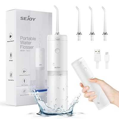 Image de Hydropulseur Dentaire Irrigateur Tourisme Oral Professionnel Jet de Voyage,Waterflosser Portable Rechargeable type C USB,3 Modes et 3 Buses Rechange,140ml IPX7 étanche