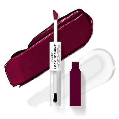 Image de Wet N Wild Megalast Lock N&#039; Shine, Brillant à Lèvres Double Face, Formule Enrichie en Vitamine E et Huile de Jojoba, Teinte Dark Wisteria