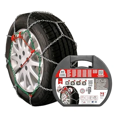 Image de VIP RD9 Chaînes à Neige Métalliques 9 mm, Taille N 80, Set de 2, Gants Inclus