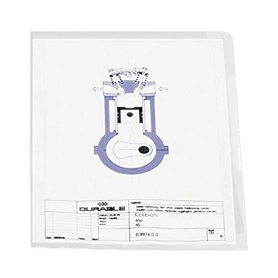 Image de Durable 233419 Pochette Coin pour Document Format A4 Polypro grainé épaisseur 0,12mm Transparent Sachet de 10