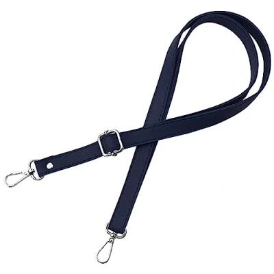 Image de Sangle d&#039;épaule pour femme Sacs à main Bleu foncé Couleur pièces métalliques argentées Longueur réglable 70 128 cm Largeur 1,8 Bandoulière
