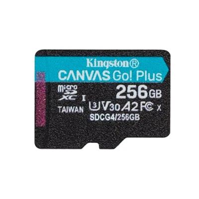 Image de Kingston Canvas Go Plus microSDXC Memory Card Gen4 200MB/s A2 U3 V30 256GB Single Pack w/o ADP only SDCG4/256GBSP