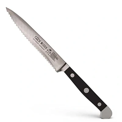 Image de GÜDE Solingen Couteau à tomates avec manche forgé, 13 cm, POM noir, ALPHA double mitre, fabriqué la main en Allemagne