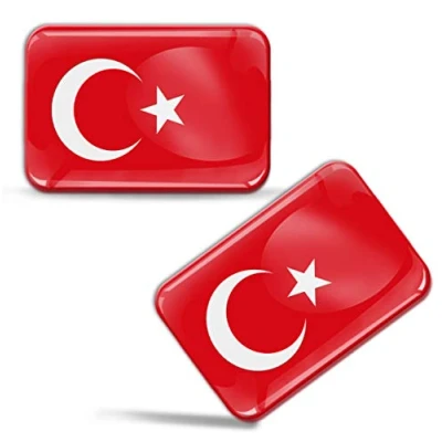 Image de Biomar Labs® 2 x 3D Flexibles Autocollant Stickers National Drapeaux Turkey Turquie Turc Flag Voiture Auto Moto Tuning F 71