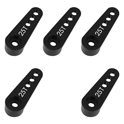 Image de WANGCL Lot de 5 Klaxons servo 25T en Aluminium pour Voiture télécommandée 1/10 RC Crawler Monster Trucks compatibles avec FUTABA MG995 MG996R Noir