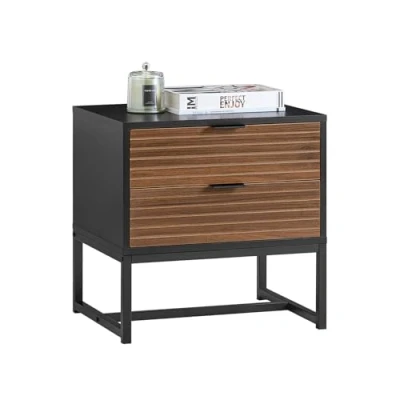 Image de SoBuy Bout de Canapé, Table Chevet, Nuit, d&#039;Appoint avec 2 Tiroirs pour Salon, Chambre, Style Industriel, L50 x P40 H50 cm, Noir Marron, FBT156 BR